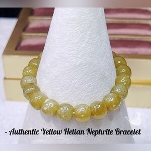 Authentic Yellow-brown Hetian Nephrite Bracelet w/ certificate
